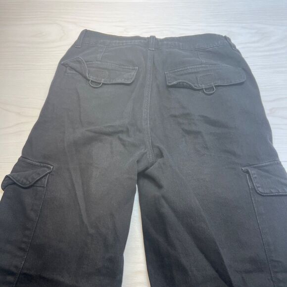 American Eagle Pants Womens 4 Black Cargo Baggy Wide Leg Super High Rise - Picture 7 of 8